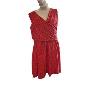 Lands' End Red Asymmetrical Wrap Sundress
